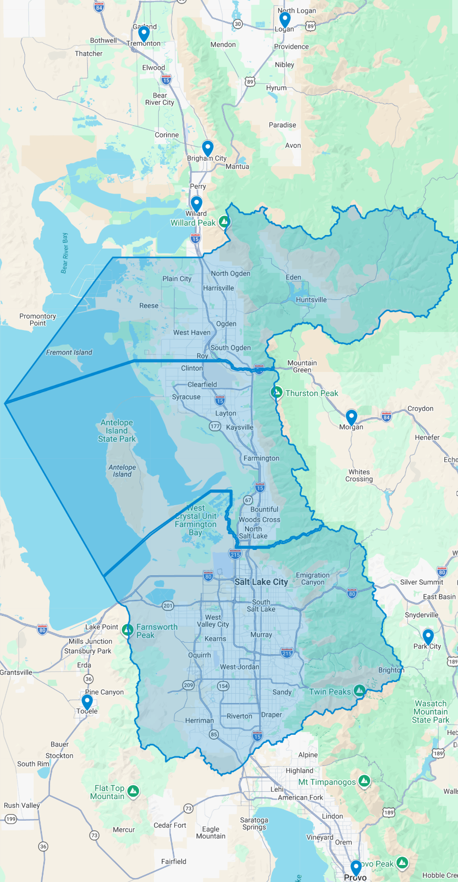 Mountain West Hydro Jetting service area map preview